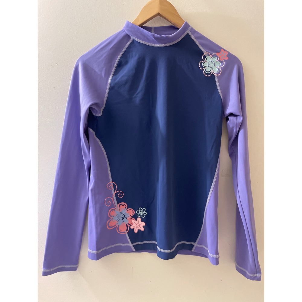 REI Kids Purple Floral Long Sleeve Rash Guard Swim Shirt Beach Outdoors‎